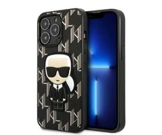 Karl Lagerfeld KLHCP13LPMNIKBK Apple iPhone 13 Pro / 13 6,1″ kietas dėklas juodos spalvos Monogram Ikonik Patch