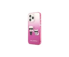 Apple iPhone 13 Pro Karl Lagerfeld dėklas Gradient Ikonik Karl &amp; Choupette (KLHCP13LTGKCP) rožinės spalvos