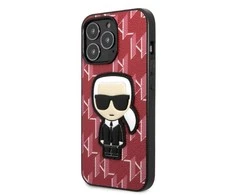 Apple iPhone 13 Pro Max Karl Lagerfeld dėklas Monogram Ikonik Patch raudonos spalvos