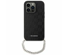 Apple iPhone 14 Karl Lagerfeld dėklas Saffiano Monogram Chain (KLHCP14SSACKLHPK) juodos spalvos