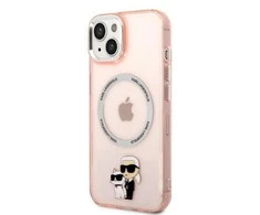 Apple iPhone 14 Plus Karl Lagerfeld dėklas Iconic Karl&amp;Choupette Magsafe (KLHMP14MHNKCIP) rožinės spalvos