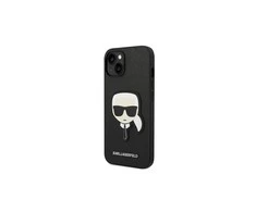 Dėklas Karl Lagerfeld KLHCP14MSAPKHK IPHONE 14 PLUS / 15 PLUS 6.7 "Juodas / Juodas HARDCASE SAFFIANO KARL`S HEAD PATCH
