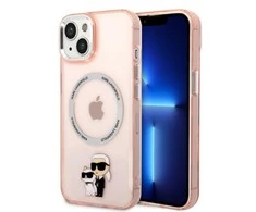 Apple iPhone 14 Plus Karl Lagerfeld dėklas Iconic Karl&amp;Choupette Magsafe (KLHMP14MHNKCIP) rožinės spalvos
