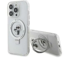 Karl Lagerfeld KLHMP14LHMRSKCH Apple iPhone 14 Pro 6.1″ baltos spalvos kietas dėklas Ring Stand Karl&amp;Choupettte Mag