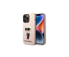 Apple iPhone 14 Pro Karl Lagerfeld dėklas Silicone Ikonik (KLHCP14LSNIKBCP) rožinės spalvos