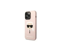 Karl Lagerfeld Liquid Silikoninis dėklas skirtas iPhone 14 Pro, rožinis