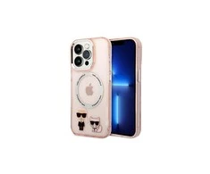 Apple iPhone 14 Pro Karl Lagerfeld dėklas Karl &amp; Choupette Aliuminio Magsafe (KLHMP14LHKCP) rožinės spalvos