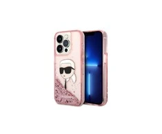 Apple iPhone 14 Pro Karl Lagerfeld dėklas Glitter NFT Karl Head (KLHCP14LLNKHCP) rožinės spalvos