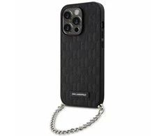 Karl Lagerfeld dėklas iPhone 14 Pro 6,1 KLHCP14LSACKLHPK juodas Saffiano Mono Chain