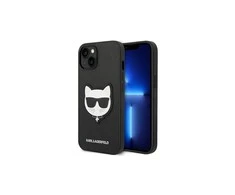 Apple iPhone 14 Pro Karl Lagerfeld dėklas Saffiano Choupette Head Patch juodos spalvos