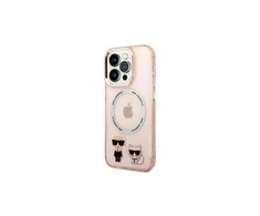Apple iPhone 14 Pro Karl Lagerfeld dėklas Karl &amp; Choupette Aliuminio Magsafe (KLHMP14LHKCP) rožinės spalvos