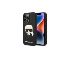 Apple iPhone 14 Pro Max Karl Lagerfeld dėklas Silicone Karl`s Head (KLHCP14XSLKHBK) juodos spalvos