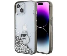 Apple iPhone 15 Karl Lagerfeld Hardcase Liquid Glitter Choupette (KLHCP15SLKCNSK) dėklas telefonui skaidrus