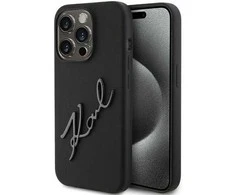 Karl Lagerfeld KLHCP15LSKSBMCK Apple iPhone 15 Pro 6.1″ juodos spalvos kietas dėklas Silicone Karl Script