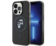 Apple iPhone 15 Pro Karl Lagerfeld dėklas Karl&amp;Choupette Glitter MagSafe (KLHMP15LHGKCNOK) juodos spalvos