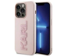 Apple iPhone 15 Pro Karl Lagerfeld dėklas 3D Rubber Glitter Logo (KLHCP15L3DMBKCP) rožinės spalvos