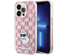 Karl Lagerfeld Monogram Choupette - dėklas skirtas Apple iPhone 15 Pro Max Rožinė