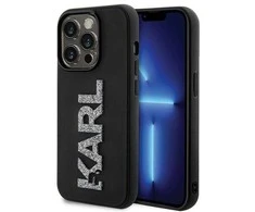 Dėklas Karl Lagerfeld KLHCP15X3DMBKCK IPHONE 15 PRO MAX 6.7 "Juodas/Juodas HARDCASE 3D RUBBER GLITTER LOGO