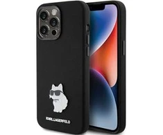Dėklas Karl Lagerfeld KLHCP15XSMHCNPK Apple iPhone 15 Pro Max 6.7″ juodos spalvos Silicone Choupette Metal Pin
