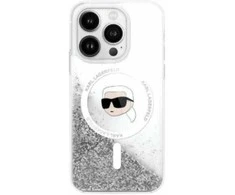 Karl Lagerfeld Liquid Glitter Karl Head MagSafe Apple iPhone 16 Pro - dėklas telefonui skaidrus