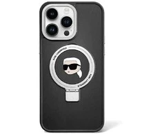 Apple iPhone 15 Pro Max Karl Lagerfeld dėklas Ring Stand Karl Head MagSafe (KLHMP15XHMRSKHK) juodos spalvos