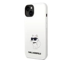 Apple iPhone 14 Pro Max Karl Lagerfeld dėklas Silicone Choupette (KLHCP14XSNCHBCH) baltos spalvos