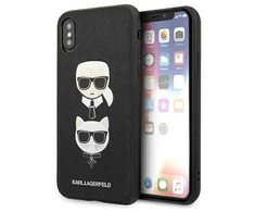 Karl Lagerfeld dėklas, skirtas iPhone X / XS KLHCPXSAKICKCBK juodos spalvos kietas dėklas , skirtas Saffiano Karl-Choupette Head