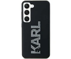 Karl Lagerfeld KLHCS23L3DMBKCK S23 Ultra S918 juodos spalvos kietas dėklas 3D Rubber Glitter Logo