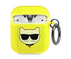 Karl Lagerfeld Choupette Head Glitter - dėklas skirtas Airpods (fluo yellow)