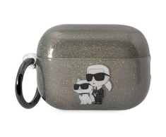 Apple AirPods Pro 2 Karl Lagerfeld Gliter Karl&amp;Choupette (KLAP2HNKCTGK) ausinių dėklas juodos spalvos