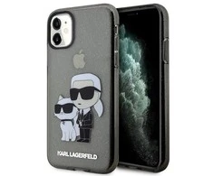 Apple iPhone 11 / XR Karl Lagerfeld dėklas Gliter Karl&amp;Choupette (KLHCN61HNKCTGK) juodos spalvos