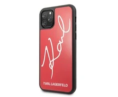 Karl Lagerfeld dėklas, skirtas iPhone 11 Pro KLHCN58DLKSRE raudonas kietas dėklas Signature Glitter