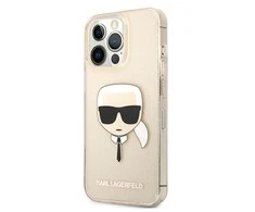 Apple iPhone 13 Pro Karl Lagerfeld dėklas Glitter Karl`s Head (KLHCP13LKHTUGLGO) aukso spalvos