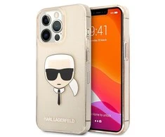 Apple iPhone 13 Pro Karl Lagerfeld dėklas Glitter Karl`s Head (KLHCP13LKHTUGLGO) aukso spalvos