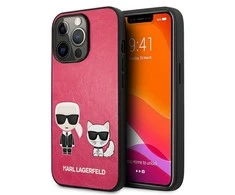 Apple iPhone 13 Mini Karl Lagerfeld dėklas Ikonik Karl &amp; Choupette (KLHCP13SPCUSKCP) rožinės spalvos