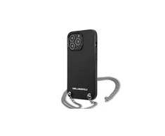 Apple iPhone 13 Pro Karl Lagerfeld odinis dėklas Textured And Chain (KLHCP13LPMK) juodos spalvos