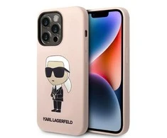 Apple iPhone 14 Pro Karl Lagerfeld dėklas silikoninis NFT Ikonik Magsafe (KLHMP14LSNIKBCP) rožinės spalvos