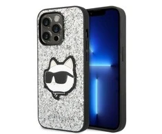 Apple iPhone 14 Pro Karl Lagerfeld dėklas Glitter Choupette Patch (KLHCP14LG2CPS) sidabrinės spalvos