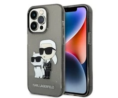 Karl Lagerfeld KLHCP14XHNKCTGK iPhone 14 Pro Max 6,7" juoda/juodas kietas dėklas IML GLIT NFT Karl&amp;Choupette