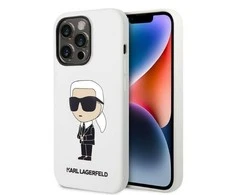 Apple iPhone 14 Pro Karl Lagerfeld dėklas Silicone Ikonik (KLHCP14LSNIKBCH) baltos spalvos