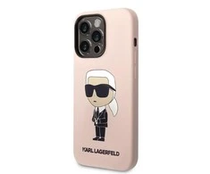 Apple iPhone 14 Pro Karl Lagerfeld dėklas silikoninis NFT Ikonik Magsafe (KLHMP14LSNIKBCP) rožinės spalvos