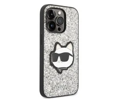 Apple iPhone 14 Pro Karl Lagerfeld dėklas Glitter Choupette Patch (KLHCP14LG2CPS) sidabrinės spalvos