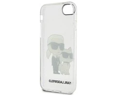 Apple iPhone SE 2022 / SE 2020 / 7 / 8 Karl Lagerfeld dėklas Gliter Karl&amp;Choupette (KLHCI8HNKCTGT) skaidrus