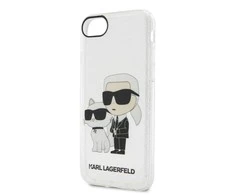 Apple iPhone SE 2022 / SE 2020 / 7 / 8 Karl Lagerfeld dėklas Gliter Karl&amp;Choupette (KLHCI8HNKCTGT) skaidrus