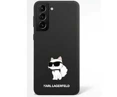 Karl Lagerfeld Karlas Lagerfeldas KLHCS23MSNCHBCK S23+ S916 kietas dėklas, juodas/juodas silikoninis dėklas