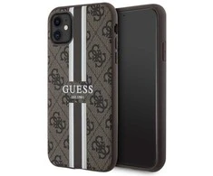 Apple iPhone 11 / XR Guess dėklas 4G Printed Stripe MagSafe (GUHMN61P4RPSW) rudos spalvos