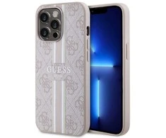 Apple iPhone 13 Pro Guess dėklas 4G Printed Stripe MagSafe (GUHMP13LP4RPSP) rožinės spalvos