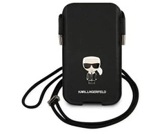Karl Lagerfeld krepšys 6,1" dėklas Saffiano Ikonik Karl`s (KLHCP12MOPHKMK) juodos spalvos
