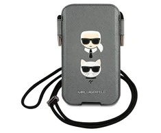 Karl Lagerfeld krepšys 6,1" dėklas Saffiano Ikonik Karl&amp;Choupette Head (KLHCP12MOPHKCG) pilkos spalvos