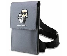 Karl Lagerfeld telefono dėklas phone KLWBSAKCPMG sidabrinis harddėklas Phone Pounch Universal Saffiano K-C NFT